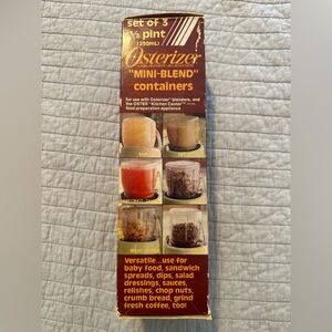 3 Vintage Osterizer Oster Mini Blend & Store Jars Containers W/Lids